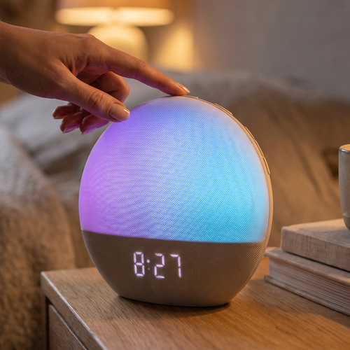 Wake-up Light vekkerklokke, soloppgangseffekt - Bluetooth 5.3 høyttaler, søvnlyder, dimbar