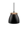 Sort Ø16cm pendel - E27 fatning, 2m ledning, metall / tre