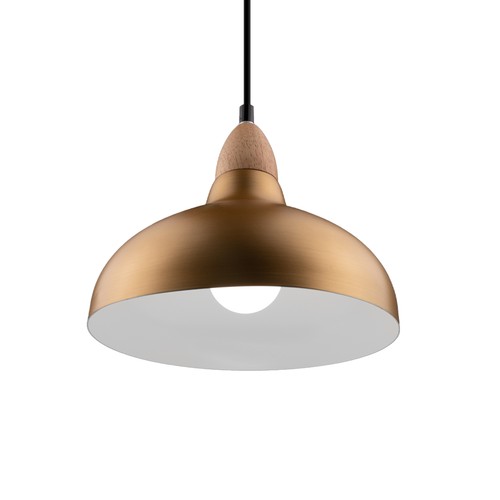 BIRK Børstet Messing Ø19cm pendel - E27 sokkel, 2m ledning, Aluminium