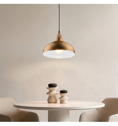 BIRK Børstet Messing Ø19cm pendel - E27 sokkel, 2m ledning, Aluminium