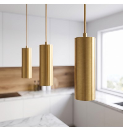 MALM E14 gull sylinderpendel - 2m ledning, med rosett, uten lyskilde