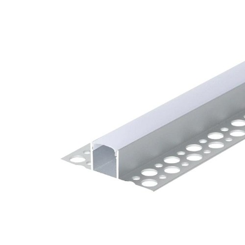 Aluprofil for fliser - 2 meter, alu, inkl. melkehvitt deksel og endestykker