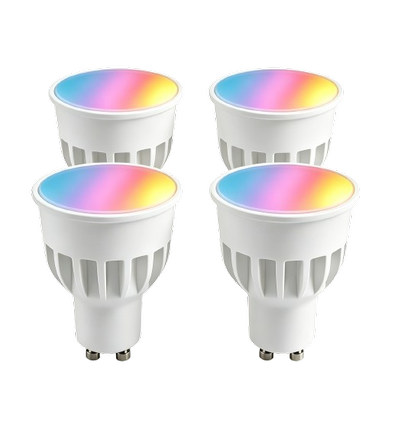 4x GU10 5W Smart Home LED-pære - Bluetooth, kompatibel med Google Home, Alexa og smarttelefoner
