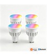 4x GU10 5W Smart Home LED-pære - Bluetooth, 6,6 cm, virker med Google Home, Alexa og smarttelefon