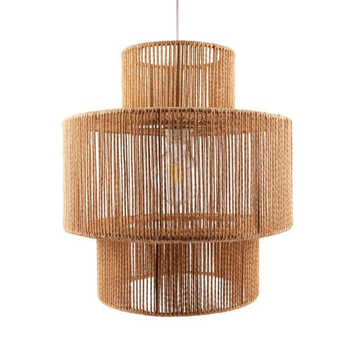 SNOR Brun Ø40cm pendel - E27 sokkel, 2m ledning, flettet papirsnor