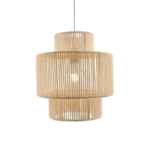 SNOR Beige Ø30cm pendel - E27-sokkel, 2m ledning, flettet papirsnor