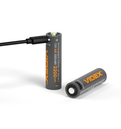 2 stk. AA-batterier, USB-C oppladbare - 1,5V, 2200mAh, Li-ion
