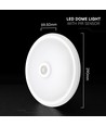 12W LED sensorlampe - Rund, hvit, PIR-sensor, Cree-brikke, 3-i-1 CCT