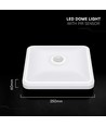 12W LED sensorlampe - PIR-sensor, Cree-brikke, kvadratisk, hvit, 3-i-1