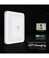 12W LED sensorlampe - PIR-sensor, Cree-brikke, kvadratisk, hvit, 3-i-1