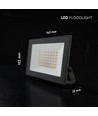 V-Tac 30W Slimline LED flomlys - Svart hus, 4000K