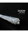 V-Tac 120cm vanntett T8 LED armatur - For 2x 120cm LED rør, IP65