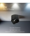 12W LED utenpåliggende spot - IP44, svart, CCT, Cree-brikke