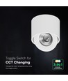 V-Tac 18W LED påbygningsspot - IP44, Cree-brikke, 3-i-1 CCT, hvit