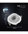 V-Tac 12W LED COB downlight CCT - IP44, Cree-brikke, hvit