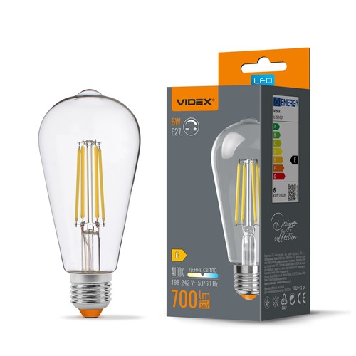 E27 6W dimbar filament LED-pære - ST64, nøytral hvit