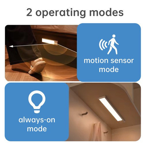 40cm 2W LED skapbelysning med sensor - Sølv, oppladbar, IP20