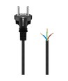 2 meter strømkabel - 250V, IP20 innendørs, Sort, Schuko-støpsel og kabelendehylser for sammenkobling, 16A