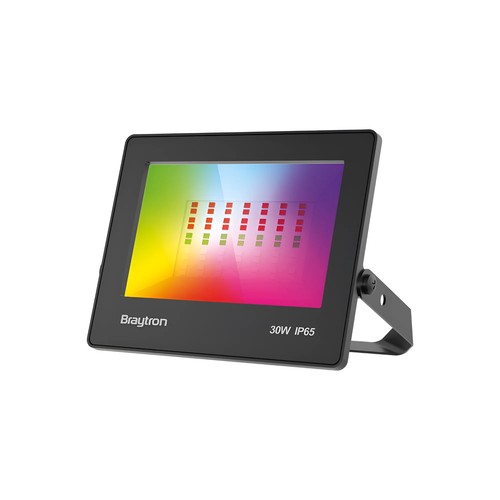 30W RGB LED-flomlys - Inkl. fjernkontroll, IP65 utendørs, svart