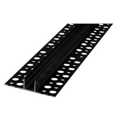 Aluprofil 13x13 til fliser - 2 meter, sort, inkl. svart cover