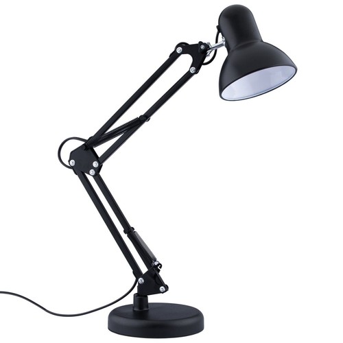 Klassisk sort arkitektlampe - Inkl. fot og bordklemme, E27-fatning, uten lyskilde