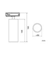 12W 1-fase dimbar RA90 skinnespot - Hvit, 1F3W
