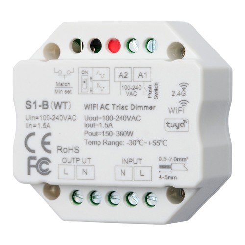 LEDlife rWave innbyggingsdimmer - Tuya/SmartLife, RF+Wifi, 200W LED-dimmer