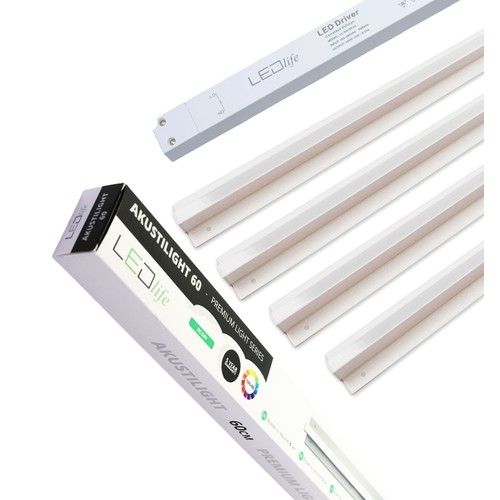 Troldtekt LED dimbart skinnesett 4x120 cm - Innfelt, Triac dimbart