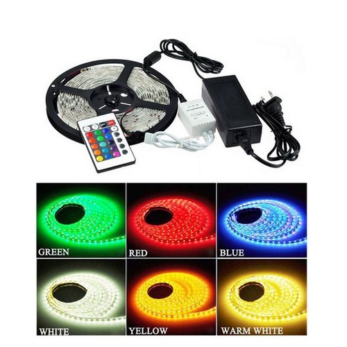 RGB sett: 10 meter LED stripe 30 LED, 7,2w, kontrollere og transformator