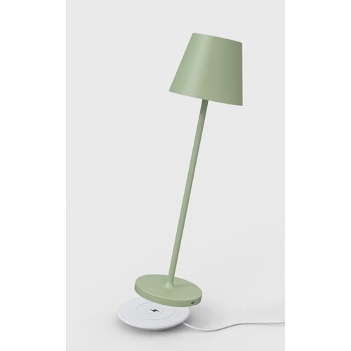 Oppladbar bordlampe, utendørs, 2700K, RA97, dimbar, grønn, med ladersokkel - Calida Mini