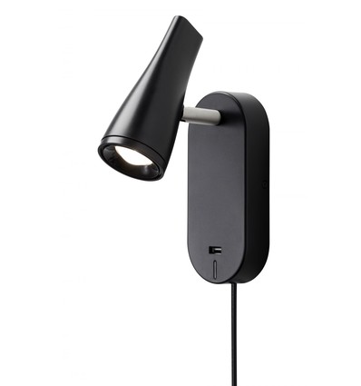 KILE LED Vegglampe med USB og Touch dimming, 6W, Nielsen Light - sort