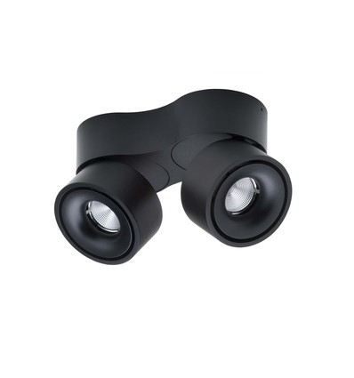 Antidark Easy Double W2100 vegg-/taklampe, 2x10W, 643lm, RA90 +, dimbar, sort med kabelhull
