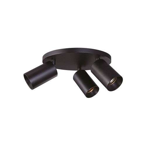 Antidark Easy SpotOn Circle3 vegg-/taklampe, sort, GU10 - sokkel