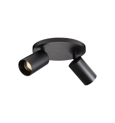 Antidark SpotOn Circle2 vegg-/taklampe, sort, GU10 - sokkel