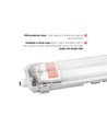 Limea T8 LED armatur - Til 2x 120cm LED rør, IP65 vanntett, gjennomgangskobling, uten rør