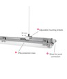 150cm Limea T8 LED-armatur, gjennomgangskoblet - Til 2x 150cm LED-rør, IP65 vanntett