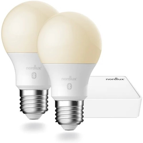 Nordlux E27 Smart pærer startpakke, 2xE27 pærer + bridge