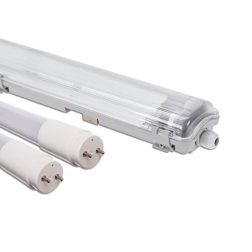150cm Armatur + 2x LED-rør T8 - IP65, gjennomgangskoblet