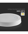 V-Tac 12W LED taklampe - Ø17cm, Høyde: 3cm, hvit kant, inkl. lyskilde