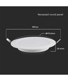 12W Ø17cm LED innfellingspanel - Hull: Ø15,5 cm, Mål: Ø17 cm