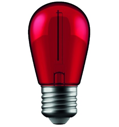 E27 1W LED kronepære - Rød, kultråd