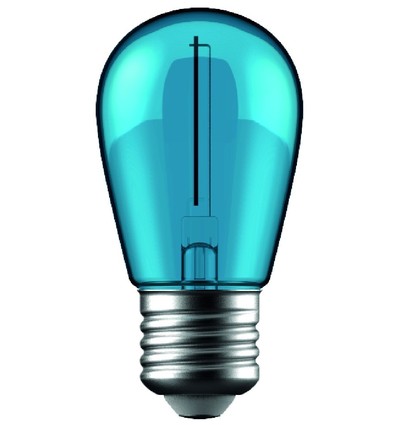 E27 1W LED kronepære - Blå, glødetråd