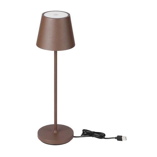 V-Tac oppladbar bordlampe, trådløs - Cortenfarget, IP54 utendørs bordlampe, touch dimbar