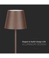 V-Tac oppladbar bordlampe, trådløs - Cortenfarget, IP54 utendørs bordlampe, touch dimbar