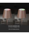 V-Tac oppladbar bordlampe, trådløs - Cortenfarget, IP54 utendørs bordlampe, touch dimbar