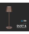 V-Tac oppladbar bordlampe, trådløs - Cortenfarget, IP54 utendørs bordlampe, touch dimbar
