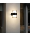 9W LED-vegglampe - IP65 utendørs, rund, sort, opp/ned, inkl. lyskilde