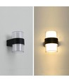 9W LED-vegglampe - IP65 utendørs, rund, sort, opp/ned, inkl. lyskilde