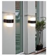9W LED-vegglampe - IP65 utendørs, rund, sort, opp/ned, inkl. lyskilde