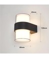 9W LED-vegglampe - IP65 utendørs, rund, sort, opp/ned, inkl. lyskilde